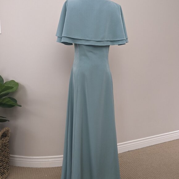Vintage Sage Green Floor Length Dress with Draped Sleeves – Size 6/8 - Picture 5 of 6